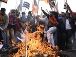  BJP supporters held placards while registering their anger against the Pakistani foreign minister.