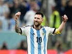 Argentina's forward Lionel Messi celebrates after Argentina's forward #09 Julian Alvarez (out of frame) scored his team's third goal from his assist during the Qatar 2022 World Cup football semi-final match between Argentina and Croatia at Lusail Stadium in Lusail, north of Doha on December 13, 2022. (Photo by JUAN MABROMATA / AFP)(AFP) Argentina's forward Lionel Messi celebrates after Argentina's forward #09 Julian Alvarez (out of frame) scored his team's third goal from his assist during the Qatar 2022 World Cup football semi-final match between Argentina and Croatia at Lusail Stadium in Lusail, north of Doha on December 13, 2022. (Photo by JUAN MABROMATA / AFP)(AFP)