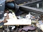 A fish lays in the debris in front of a hotel where an huge aquarium has burst in Berlin,(AP) A fish lays in the debris in front of a hotel where an huge aquarium has burst in Berlin,(AP)
