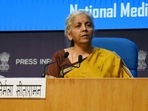 Union Minister for Finance and Corporate Affairs, Nirmala Sitharaman addressing on the 48th meeting of the GST Council, in New Delhi on Saturday.