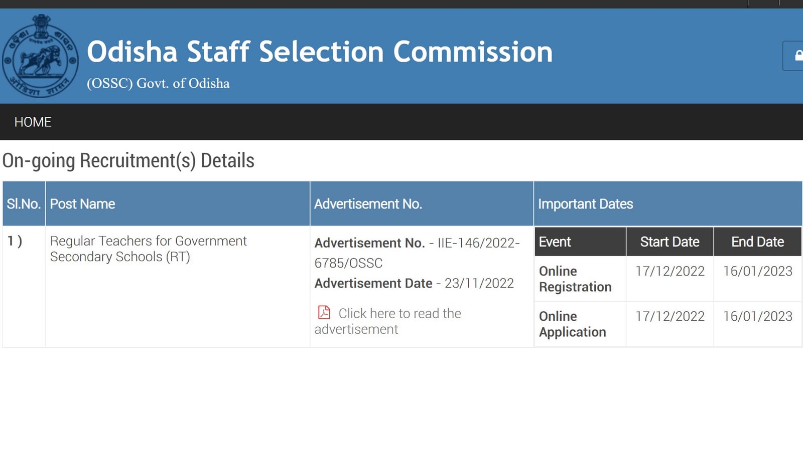 OSSC recruitment 2022: Application begins for recruitment of 7540 teachers