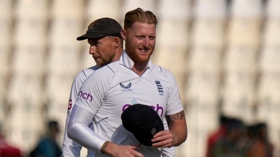 England's skipper Ben Stokes, with teammate walks off the field after winning the second test cricket match against Pakistan, in Multan, Pakistan, Monday, Dec. 12, 2022.AP/PTI(AP12_12_2022_000122A) (AP) England's skipper Ben Stokes, with teammate walks off the field after winning the second test cricket match against Pakistan, in Multan, Pakistan, Monday, Dec. 12, 2022.AP/PTI(AP12_12_2022_000122A) (AP)