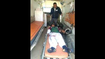 An injured student being taken to hospital. (HT photo)
