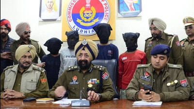 Commissioner police Mandeep Sidhu with other police officials addressing the media persons regarding arrest of four accused in murder of an 18-year-old-girl, Ludhiana on Saturday, December 17. (Gurpreet Singh/HT) Commissioner police Mandeep Sidhu with other police officials addressing the media persons regarding arrest of four accused in murder of an 18-year-old-girl, Ludhiana on Saturday, December 17. (Gurpreet Singh/HT)