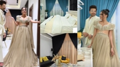 Actors Tejasswi Prakash and Karan Kundrra in their new home in Dubai.