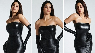 Janhvi Kapoor in black outfit from her indoor photoshoot. Janhvi Kapoor in black outfit from her indoor photoshoot.
