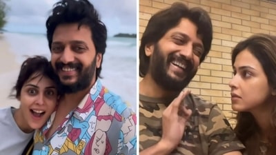 Riteish Deshmukh with his wife Genelia D'Souza. Riteish Deshmukh with his wife Genelia D'Souza.