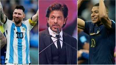 Lionel Messi; Shah Rukh Khan; Kylian Mbappe (PTI/ANI/AP) Lionel Messi; Shah Rukh Khan; Kylian Mbappe (PTI/ANI/AP)