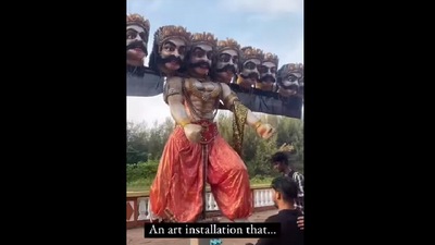 Exercise with mythological figures at this Incarnation Park. (Instagram/@Diptej Vernekar) Exercise with mythological figures at this Incarnation Park. (Instagram/@Diptej Vernekar)