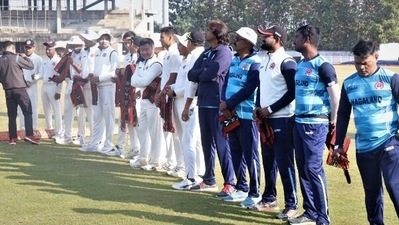 Nagaland players line up (Twitter/@Nagaland_CA)