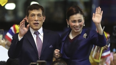 Thai King Maha Vajiralongkorn and Queen Suthida. (AP Photo/Rapeephat Sitichailapa, File)