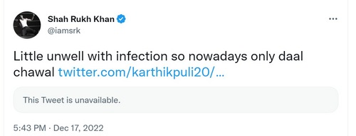 Shah Rukh Khan on Twitter.