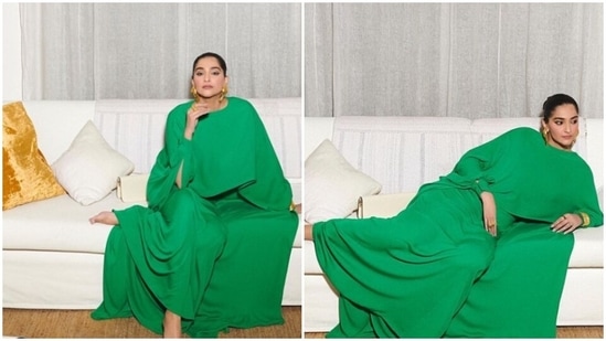 Sonam Kapoor, in a green kaftan gown, is a fashion goddess (Instagram/@rheakapoor)