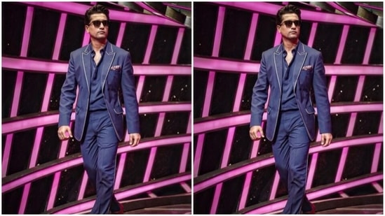 Vicky wore blue and made us drool. The actor looked sharp in a blue shirt, and matching blazer and formal trousers. The blazer featured white borders. (Instagram/@vickykaushal09)