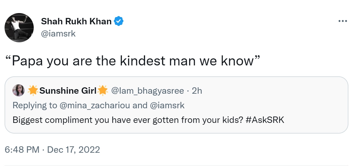 Shah Rukh Khan on Twitter.