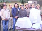 The accused Anuj Sharma arrested by the police for murder of his aunt. (ANI)