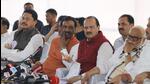 After their government was toppled six months ago, the MVA for the first time seems to be upbeat and united, with ammunition to corner the ruling parties. Its leaders believe that issues such as Governor Koshyari’s remarks on King Shivaji, the state losing industrial investment to other states and the Maharashtra-Karnataka border dispute could set a narrative that the Shinde-Fadnavis government is not making any effort to safeguard the interests of Maharashtra. (Sunny Shende/HT Photo) After their government was toppled six months ago, the MVA for the first time seems to be upbeat and united, with ammunition to corner the ruling parties. Its leaders believe that issues such as Governor Koshyari’s remarks on King Shivaji, the state losing industrial investment to other states and the Maharashtra-Karnataka border dispute could set a narrative that the Shinde-Fadnavis government is not making any effort to safeguard the interests of Maharashtra. (Sunny Shende/HT Photo)