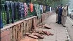 The pavement in Gulabi Bagh where a Brezza car hit three children on Sunday. (HT Photo) The pavement in Gulabi Bagh where a Brezza car hit three children on Sunday. (HT Photo)