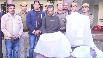 The accused Anuj Sharma arrested by the police for murder of his aunt. (ANI) The accused Anuj Sharma arrested by the police for murder of his aunt. (ANI)