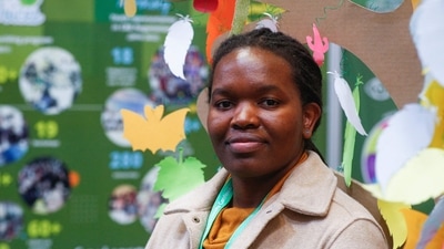Prisca Daka from Zimbabwe, who is part of the Global Youth Biodiversity Network, during the United Nations Conference of the Parties (COP15) in Montreal, Quebec. (AFP)