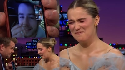 Actor Haley Lu Richardson is surprised by a FaceTime call from singer Nick Jonas on the Late Late Show with James Corden. Actor Haley Lu Richardson is surprised by a FaceTime call from singer Nick Jonas on the Late Late Show with James Corden.
