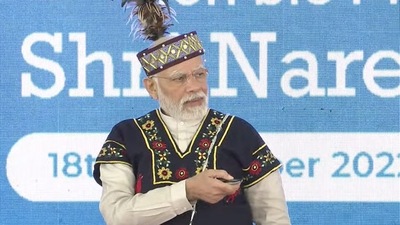 PM Modi inaugurates various developmental works during the golden jubilee celebrations of the North Eastern Council in Shillong. (PTI)