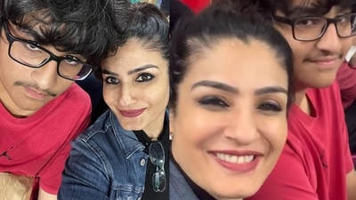 Actor Raveena Tandon spends some time with her son Ranbir Thadani at the FIFA World Cup tournament in Qatar on Saturday. Actor Raveena Tandon spends some time with her son Ranbir Thadani at the FIFA World Cup tournament in Qatar on Saturday.