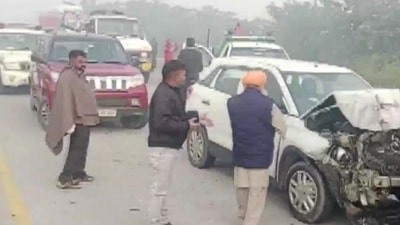 On Sunday, the North Haryana region experienced the season's first fog, which reduced visibility significantly. (ANI)