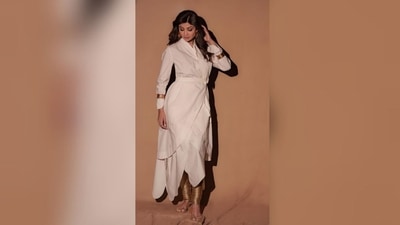 Sharing a string of images on her Instagram handle, Shilpa Shetty captioned her post, "Gladiator mode on 🥷We don’t run... We Fight!". Her outfit is from the shelves of the clothing label Antar-Agni. She was photographed by Amit Khanna while styling was done by Chandani Mehta.&nbsp; (Instagram/@theshilpashetty)