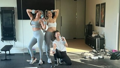 Priyanka Chopra at her home-gym in Log Angeles.