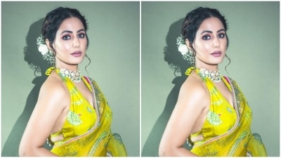 Assisted by makeup artist Sachin Salvi, Hina decked up in smokey eyeshadow, black eyeliner, black kohl, mascara-laden eyelashes, contoured cheeks and a shade of nude lipstick. (Instagram/@realhinakhan) Assisted by makeup artist Sachin Salvi, Hina decked up in smokey eyeshadow, black eyeliner, black kohl, mascara-laden eyelashes, contoured cheeks and a shade of nude lipstick. (Instagram/@realhinakhan)