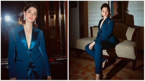 Tamannaah Bhatia looks dreamy in a blue pantsuit with embellishments. (Instagram/@tamannaahspeaks) Tamannaah Bhatia looks dreamy in a blue pantsuit with embellishments. (Instagram/@tamannaahspeaks)