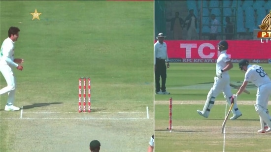 Screengrab of Ben Stokes' run-out (Twitter)