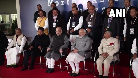 PM Modi along with Union home minister Amit Shah, chief ministers of the northeastern states, and others participate in the celebrations.&nbsp;(ANI)