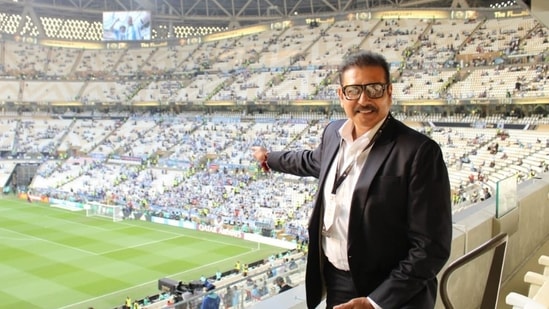 Ravi Shastri in attendance at Lusail Stadium where the FIFA World Cup 2022 final between Argentina and France is all set to be played (twitter)