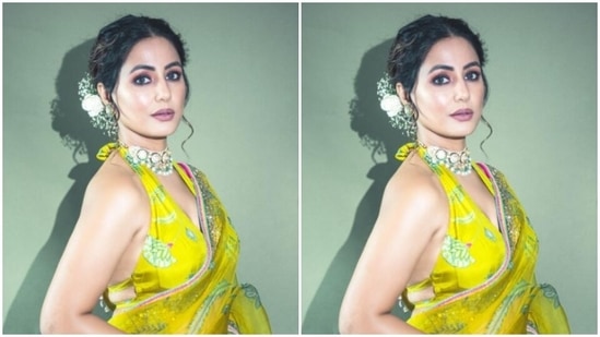 Assisted by makeup artist Sachin Salvi, Hina decked up in smokey eyeshadow, black eyeliner, black kohl, mascara-laden eyelashes, contoured cheeks and a shade of nude lipstick.&nbsp;(Instagram/@realhinakhan)