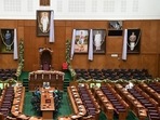 The Veer Savarkar portrait was unveiled by Speaker in Karnatka. (HT photo) The Veer Savarkar portrait was unveiled by Speaker in Karnatka. (HT photo)