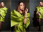 Malaika Arora recently decked up in a stunning green dramatic sleeves dress.(Instagram/@manekaharisinghani) Malaika Arora recently decked up in a stunning green dramatic sleeves dress.(Instagram/@manekaharisinghani)
