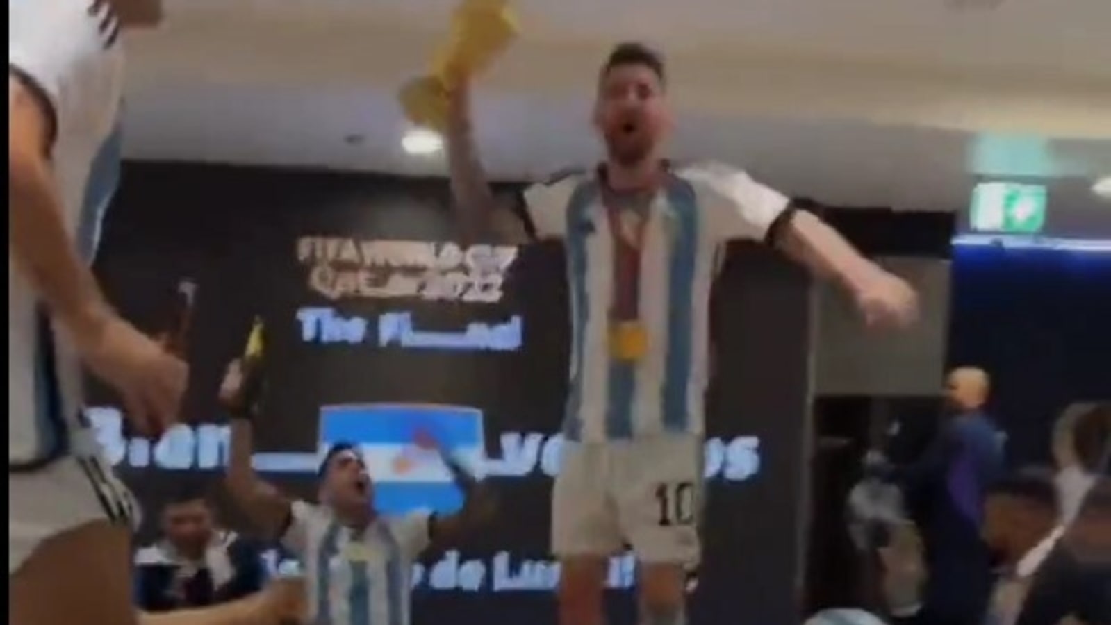 Watch Lionel Messi Dances On Table With Fifa World Cup Trophy In Argentinas Wild Dressing Room