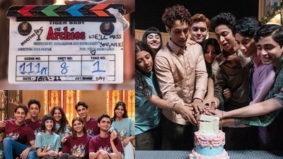 Filmmaker Zoya Akhtar shared photographs from the film wrap of the Netflix feature The Archies on Monday. Filmmaker Zoya Akhtar shared photographs from the film wrap of the Netflix feature The Archies on Monday.