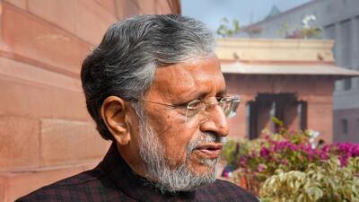BJP MP Sushil Kumar Modi, who spoke against same-sex marriage in Rajya Sabha, at Parliament House complex during the Winter Session on Monday (PTI)