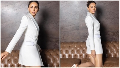 Rakul Preet's Instagram handle is a one-stop shop for anyone looking for fashion advice. Her styling goals are always on-point and impressive to the fashion gods. In her latest set of pictures, the actor can be seen acing the blazer dress like the true boss-lady she is. (Instagram/@rakulpreet) Rakul Preet's Instagram handle is a one-stop shop for anyone looking for fashion advice. Her styling goals are always on-point and impressive to the fashion gods. In her latest set of pictures, the actor can be seen acing the blazer dress like the true boss-lady she is. (Instagram/@rakulpreet)