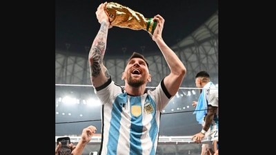 FIFA World Cup 2022: The image shows Lionel Messi lifting the prestigious trophy for Argentina. (Instagram/@leomessi)
