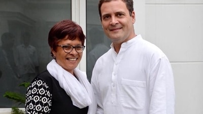 (File) Dr Ampareen Lyngdoh seen with Rahul Gandhi in a picture she shared on Facebook. (File) Dr Ampareen Lyngdoh seen with Rahul Gandhi in a picture she shared on Facebook.