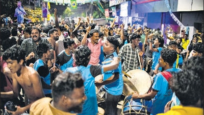The night-long celebrations in the wake of Argentina’s football World Cup win on Sunday went out of control in many parts of Kerala (AP) The night-long celebrations in the wake of Argentina’s football World Cup win on Sunday went out of control in many parts of Kerala (AP)