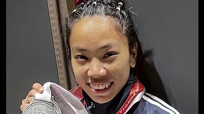 Weightlifter Saikhom Mirabai Chanu, who clinched a silver medal with an injured wrist at the World Championship, says her next target is to secure a gold medal at the Paris Olympics, 2024. (Photo: PTI) Weightlifter Saikhom Mirabai Chanu, who clinched a silver medal with an injured wrist at the World Championship, says her next target is to secure a gold medal at the Paris Olympics, 2024. (Photo: PTI)
