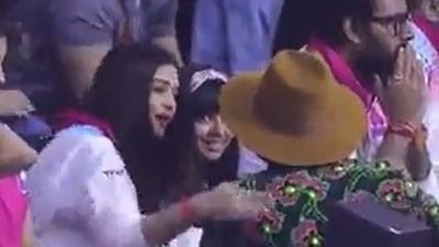Aishwarya Rai and Ranveer Singh during the PKL final. Aishwarya Rai and Ranveer Singh during the PKL final.