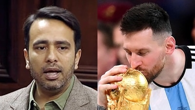 RLD MP Jayant Chaudhary and Argentina football legend Lionel Messi. (PTI/ANI)