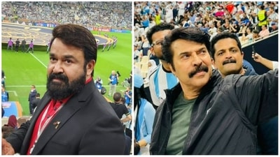 Mohanlal and Mammootty at FIFA World Cup final in Qatar. Mohanlal and Mammootty at FIFA World Cup final in Qatar.