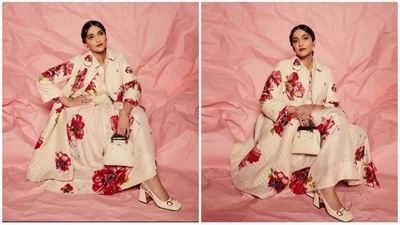 She further paired her outfit with a long quilted coat in the matching print and colour that added more winter vibes to her look. (Instagram/@sonamkapoor) She further paired her outfit with a long quilted coat in the matching print and colour that added more winter vibes to her look. (Instagram/@sonamkapoor)